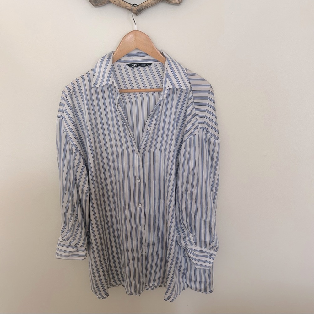 Oversized satin button down